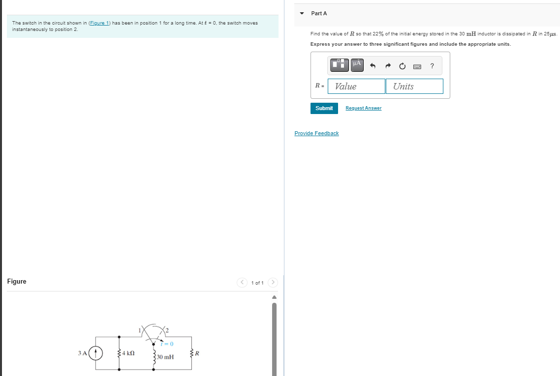 Solved The Switch In The Circuit Shown In Figure 1 ï Has Chegg