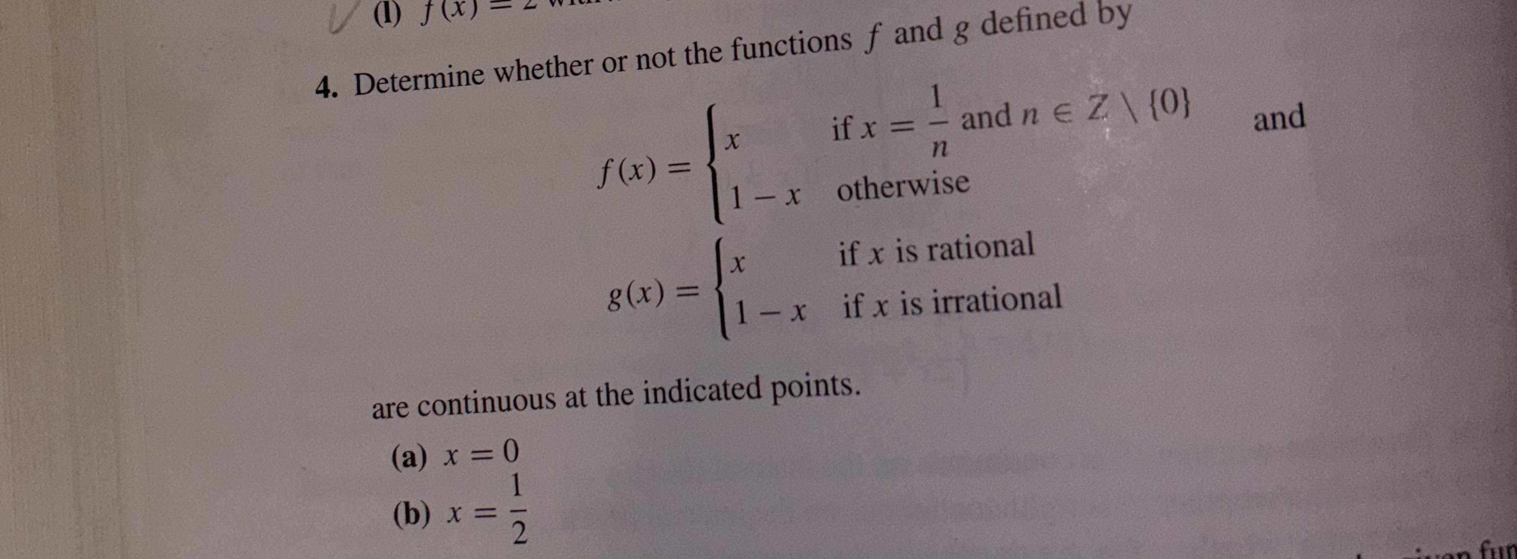 Solved 4. Determine whether or not the functions f and g | Chegg.com