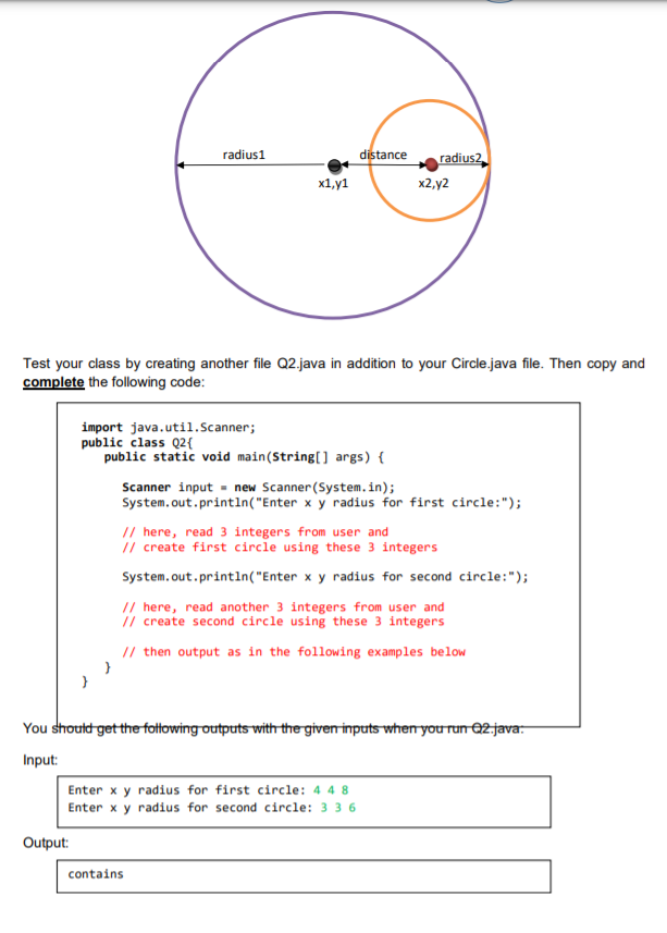 Solved Question 1 Write a class called Circle with the | Chegg.com