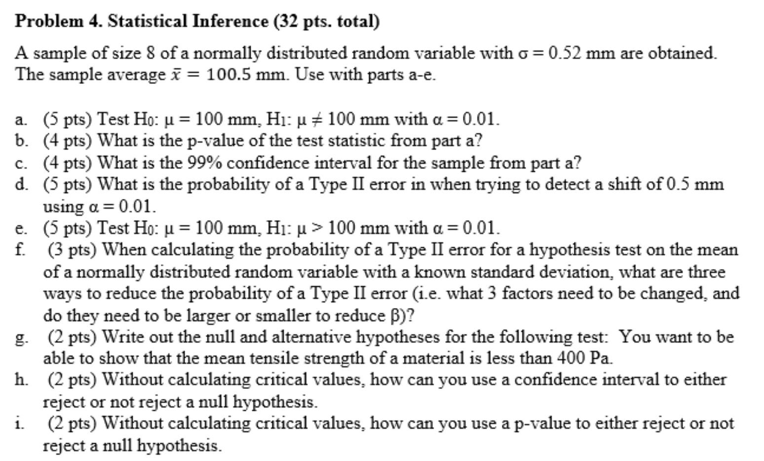 Solved Problem 4. Statistical Inference (32 pts. total) A | Chegg.com