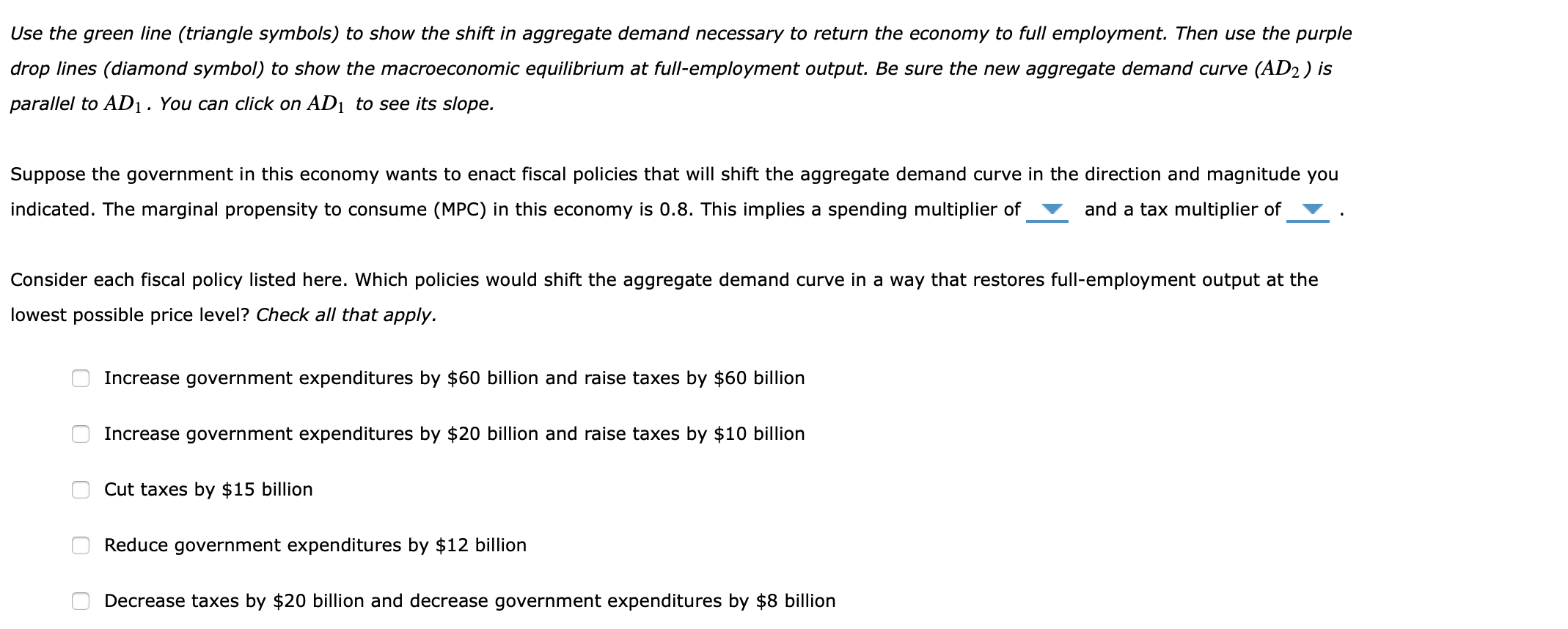 Solved 3. Using fiscal policy to combat a recession The | Chegg.com