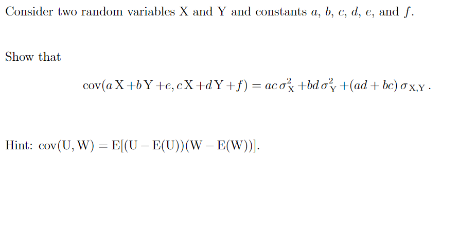 Solved Consider Two Random Variables X And Y And Constant Chegg Com