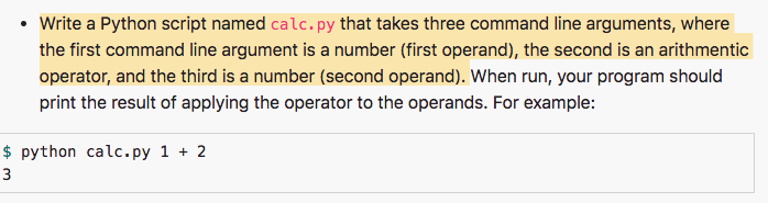 Solved Write a Python script named calc.py that takes three | Chegg.com