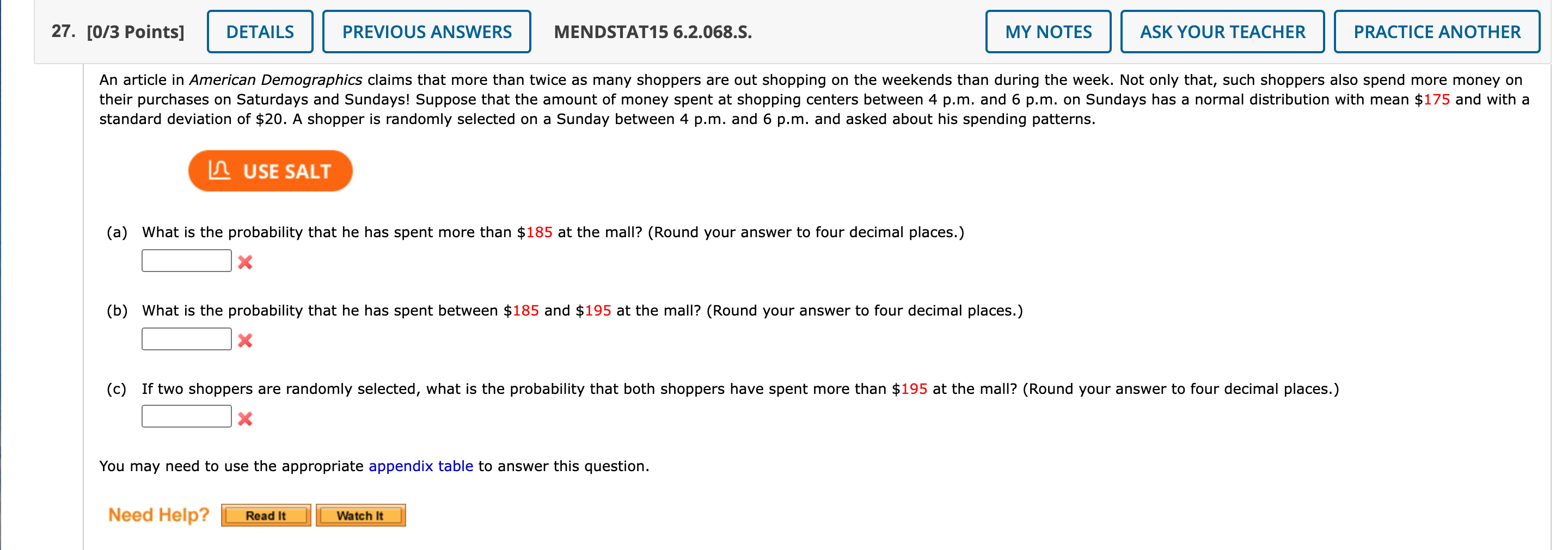 Solved 27 0 3 Points DETAILS PREVIOUS ANSWERS MENDSTAT15 Chegg