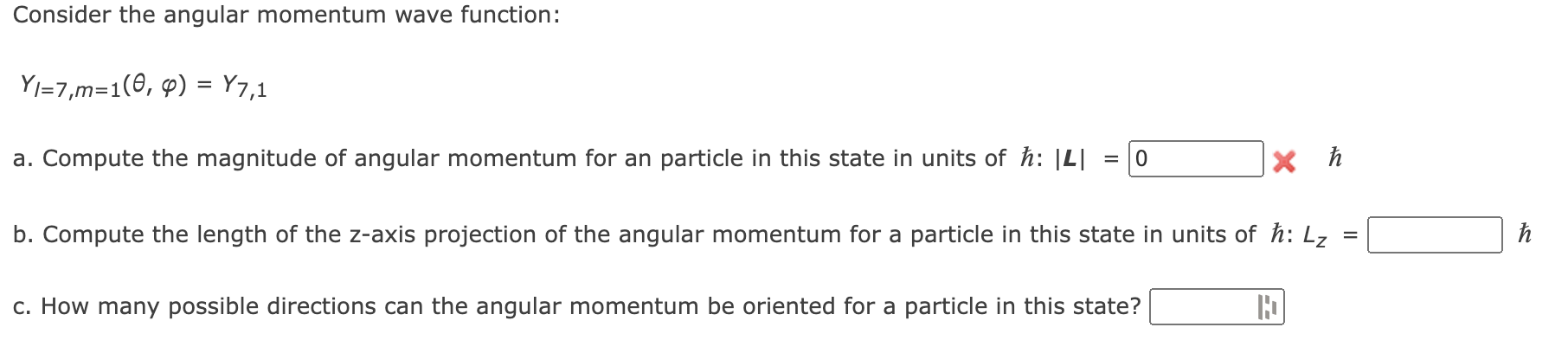 Solved Consider the angular momentum wave function: | Chegg.com
