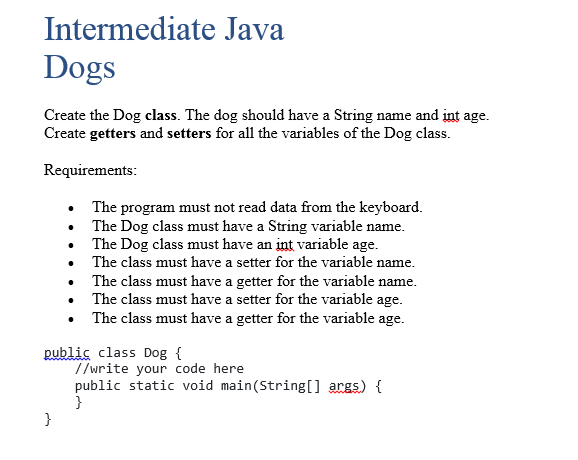 Solved Intermediate Java Getters and setters for the Person | Chegg.com