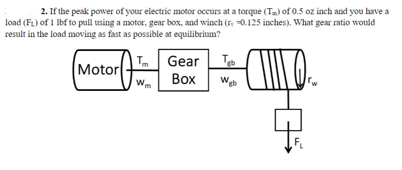 Solved 2. If The Peak Power Of Your Electric Motor Occurs At | Chegg.com