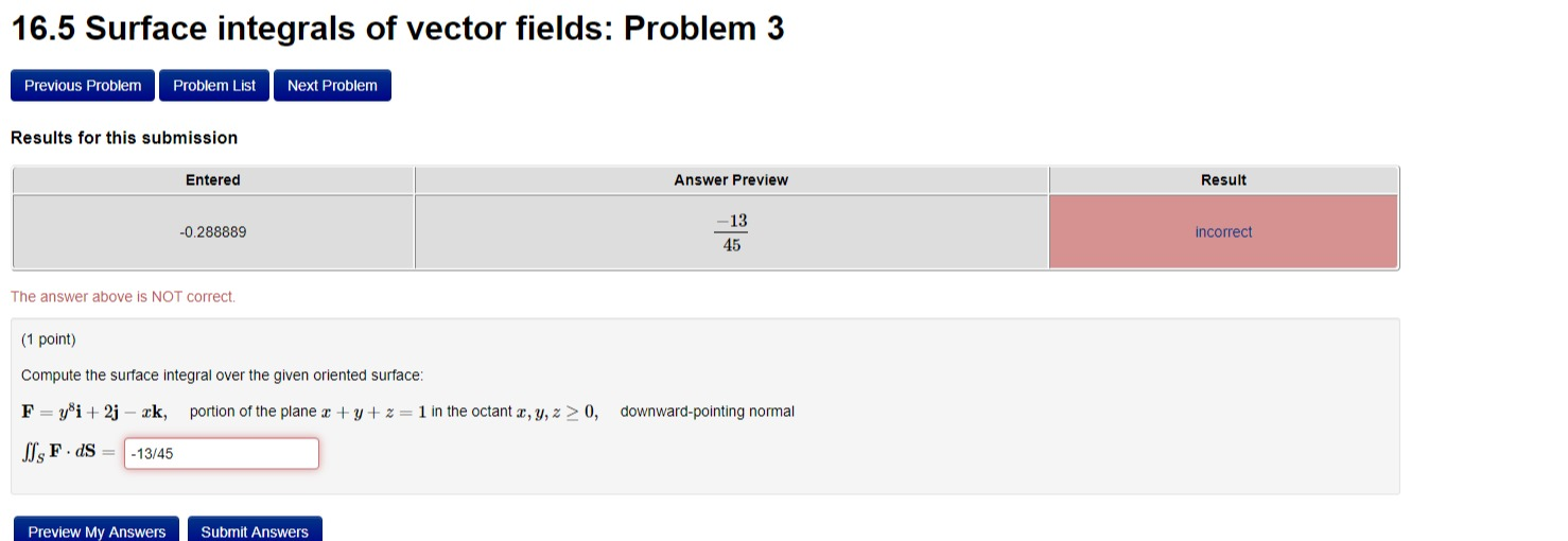 Solved 16.5 Surface integrals of vector fields: Problem 3 | Chegg.com