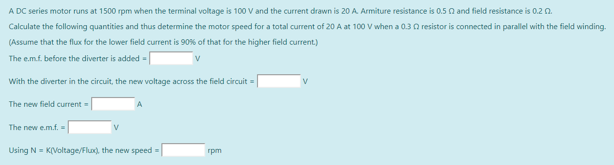 Solved A DC series motor runs at 1500 rpm when the terminal | Chegg.com
