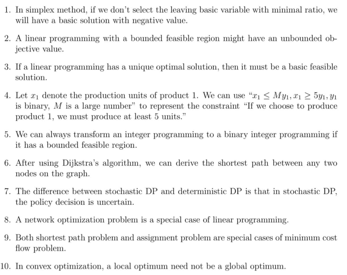 Solved 1. In simplex method, if we don't select the leaving | Chegg.com