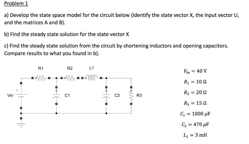 Solved Problem 1 a) Develop the state space model for the | Chegg.com