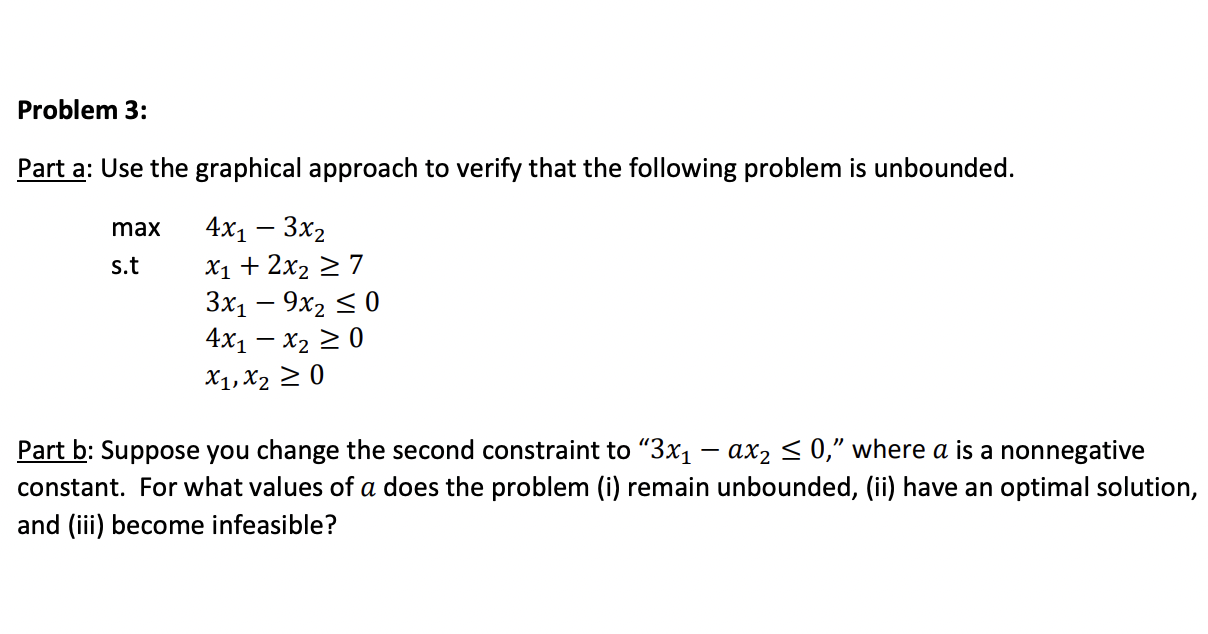 Solved Problem 3: Part a: Use the graphical approach to | Chegg.com