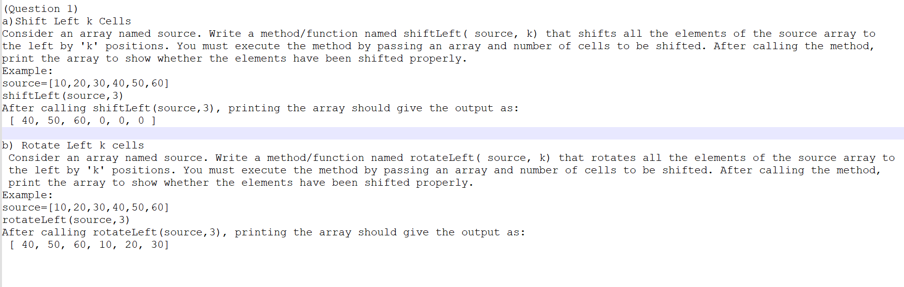 Solved The topic is array manipulation. Help solve this | Chegg.com
