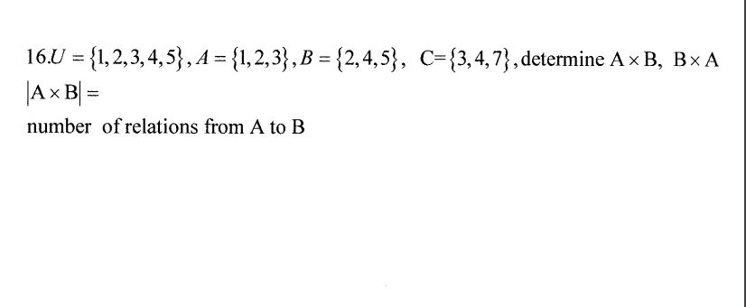 Solved {1, 2, 3, 4, 5},A {1,2,3} . B (2,4,5}, C {3,4,7}, | Chegg.com