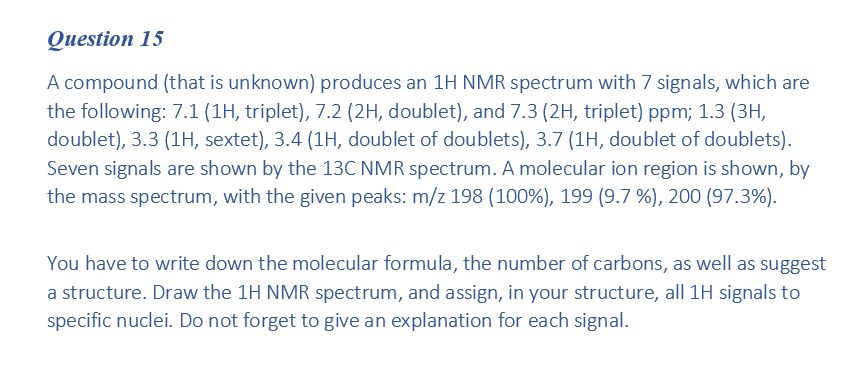 Solved Question 15 A Compound (that Is Unknown) Produces An | Chegg.com