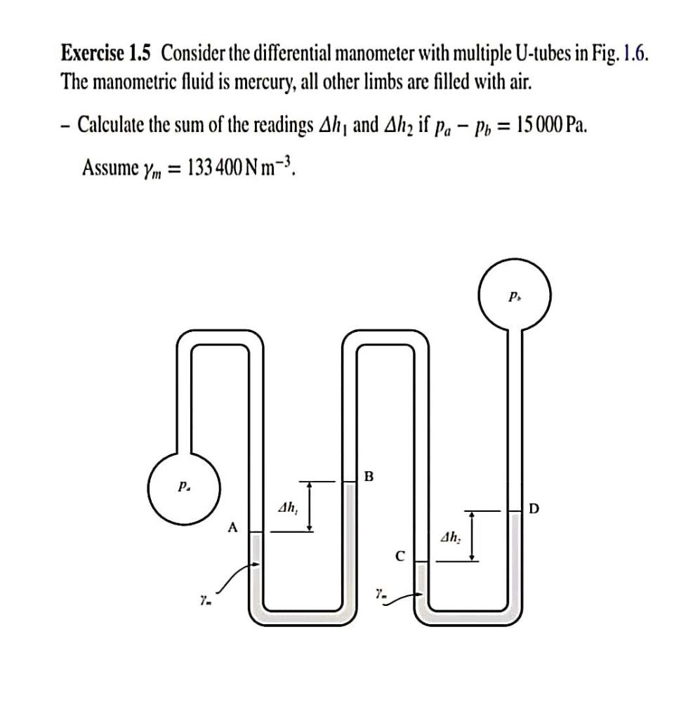 Solved Exercise 1.5 Consider the differential manometer with
