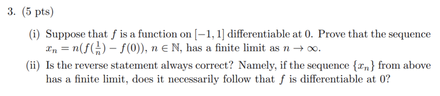 Solved (5 pts) (i) Suppose that f is a function on [−1,1] | Chegg.com