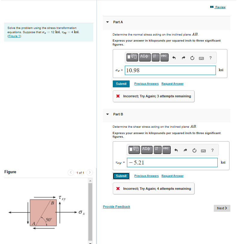 Solved Solve The Problem Using The Stress Transformation | Chegg.com