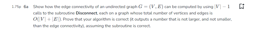 Edge connectivity Recall that an undirected graph | Chegg.com