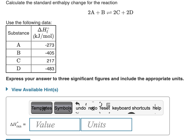 Solved Calculate The Standard Enthalpy Change For The | Chegg.com