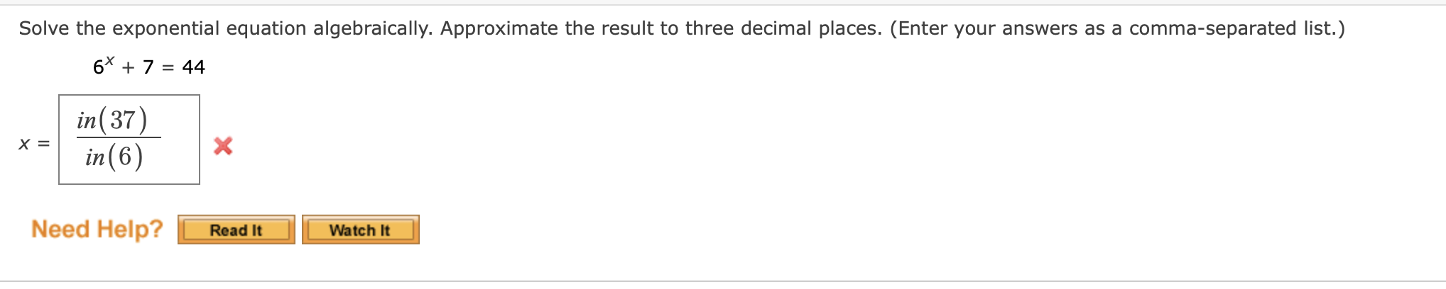 Solved Solve the exponential equation algebraically. | Chegg.com