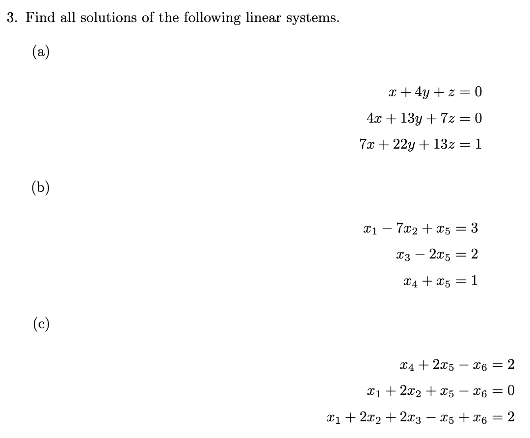 Solved 3. Find All Solutions Of The Following Linear | Chegg.com