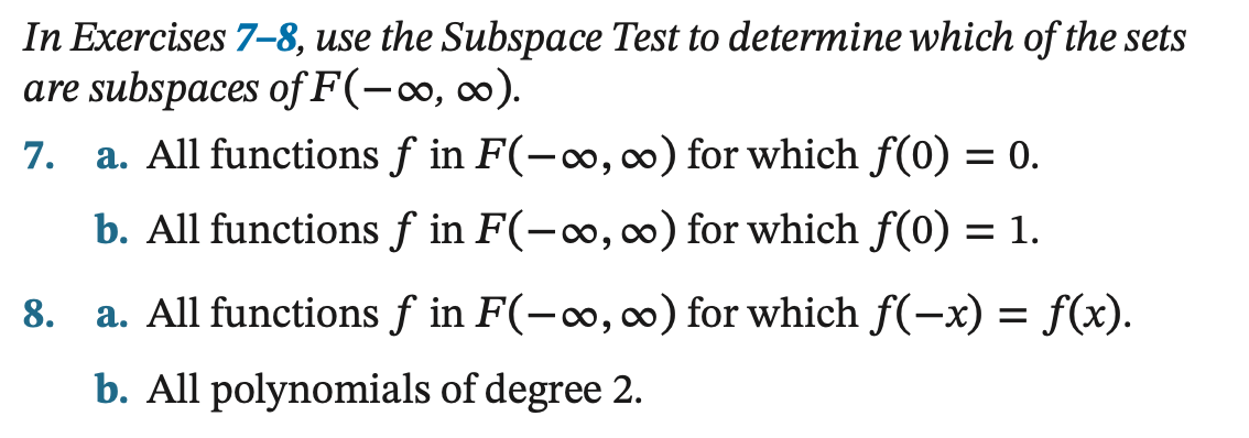 Solved In Exercises 7-8, Use The Subspace Test To Determine | Chegg.com