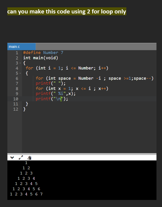 Solved can you make this code using 2 for loop only | Chegg.com