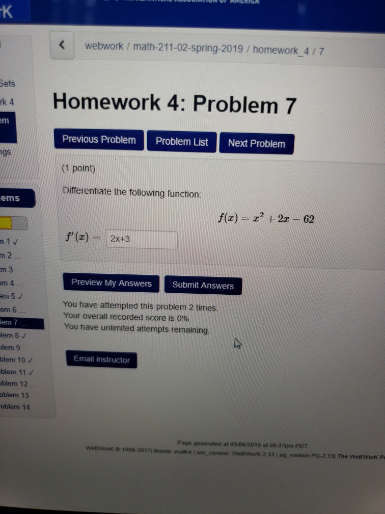 Solved Webwork / Math-211-02-spring-2019/ Homework_4/7 Sets | Chegg.com