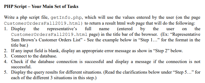 PHP Script - Your Main Set of Tasks Write a php | Chegg.com