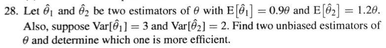 Solved 28. Let θ^1 and θ^2 be two estimators of θ with | Chegg.com