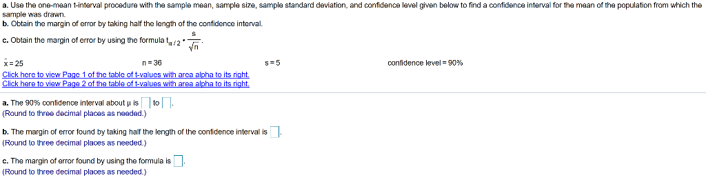 Solved A. Use The One-mean T-interval Procedure With The | Chegg.com