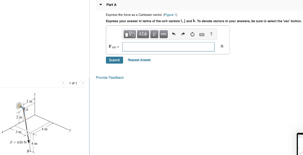 Solved Part A Express the force as a Cartesian vector. | Chegg.com