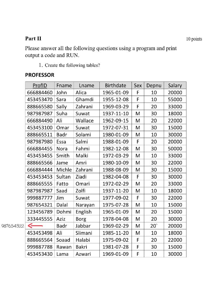 Part ii 10 points please answer all the following chegg