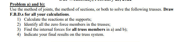 Solved Problem A) And B): Use The Method Of Joints, The | Chegg.com