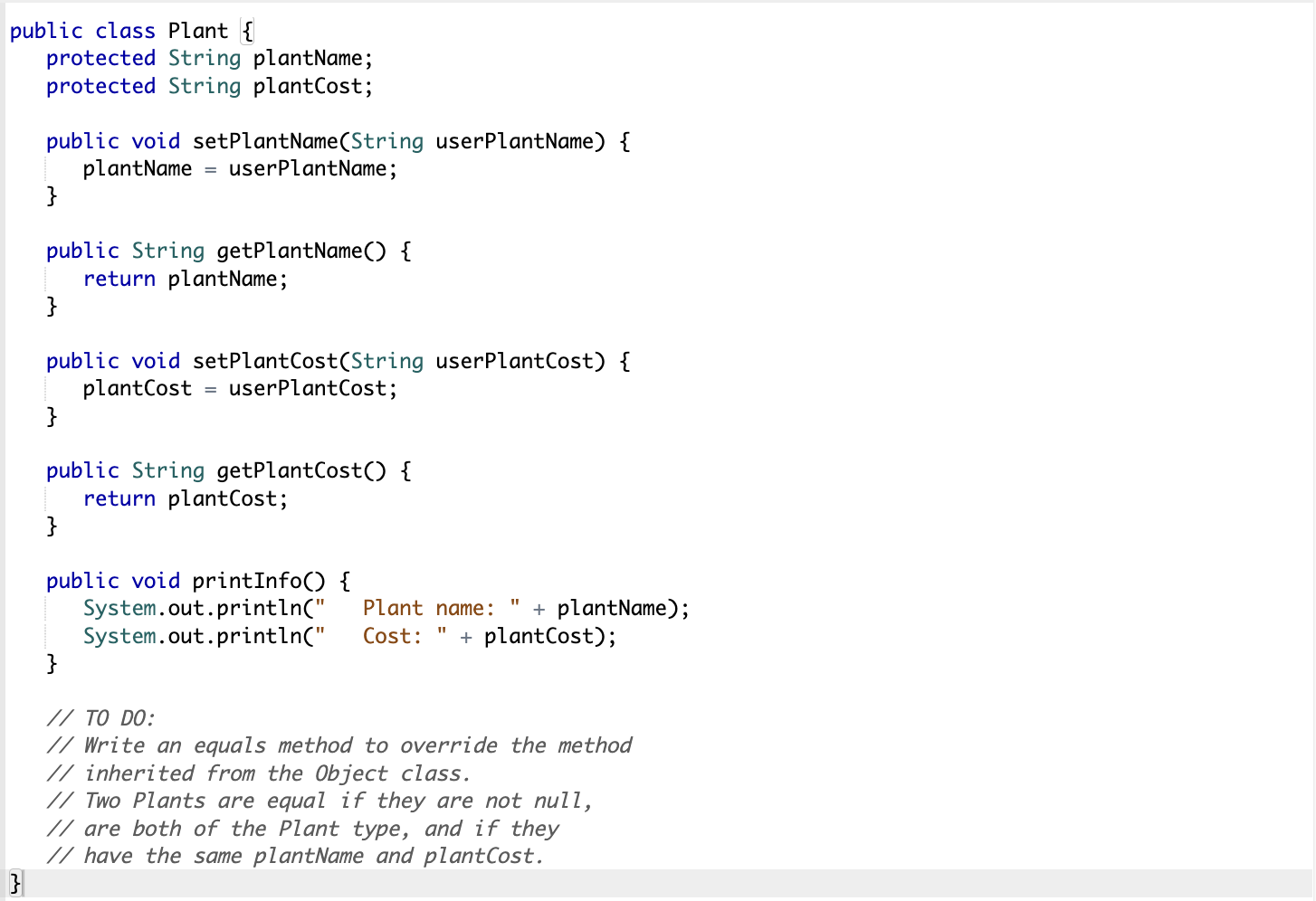 Solved Complete the Plant and Flower classes (the driver | Chegg.com