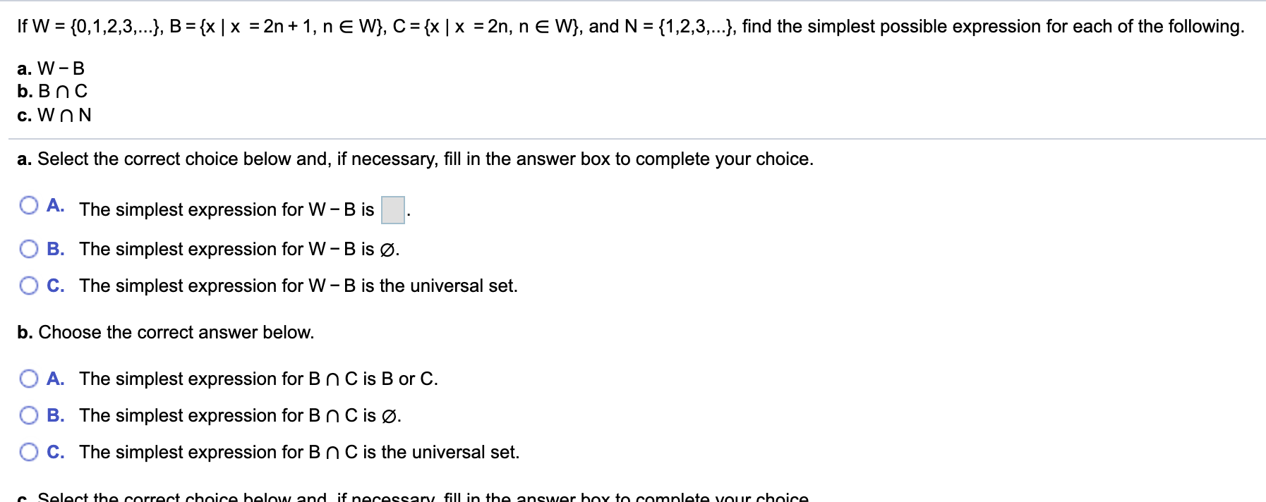 Solved If W 0 1 2 3 B X X 2n 1 N E W Chegg Com