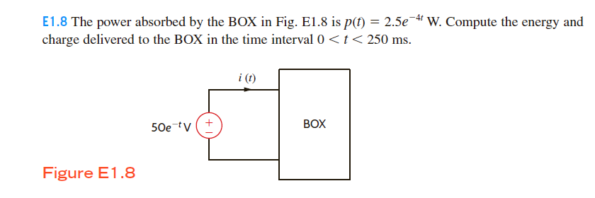 Solved = E1.8 The power absorbed by the BOX in Fig. E1.8 is | Chegg.com