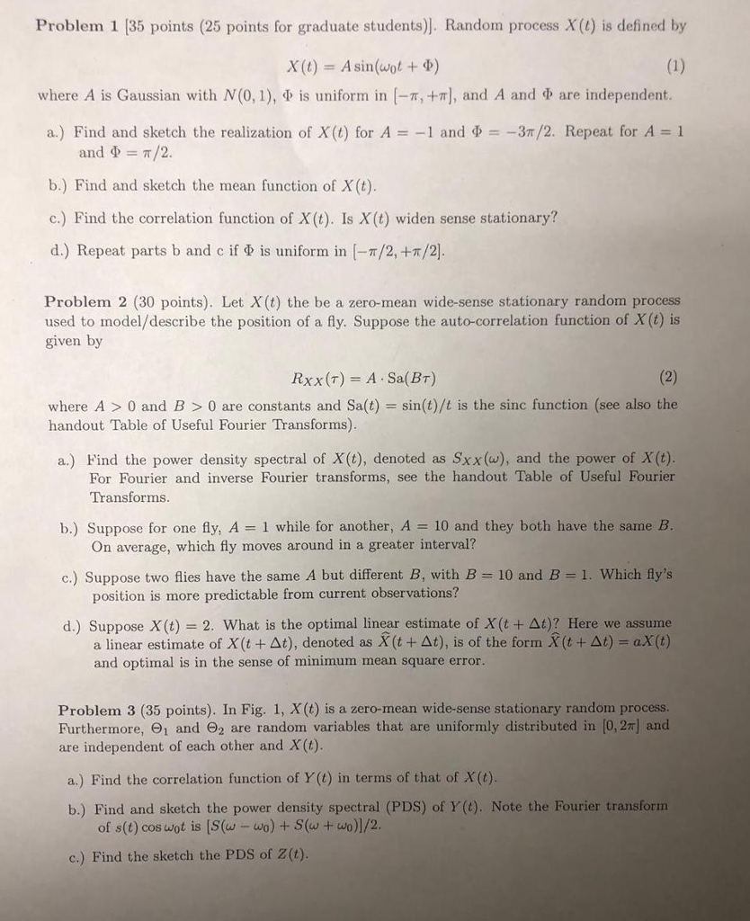 Solved Problem 1 [35 points (25 points for graduate | Chegg.com