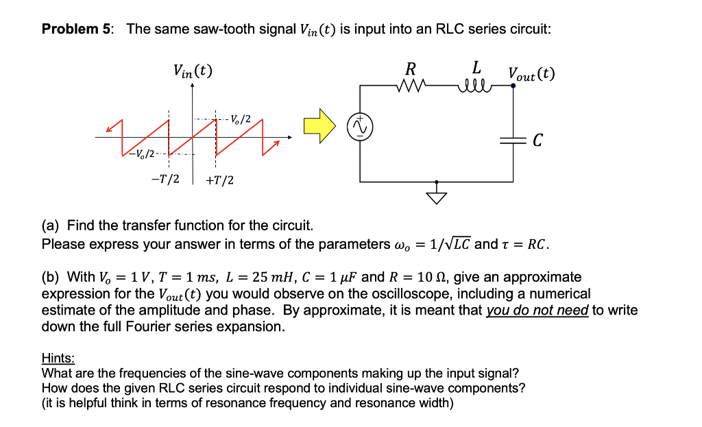 Solved Problem 5 The Same Saw Tooth Signal Vin T Is Inp Chegg Com