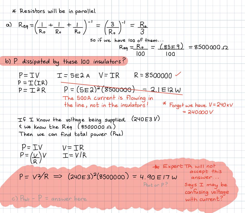 Solved Calculate the power, P, in watts, that is dissipated