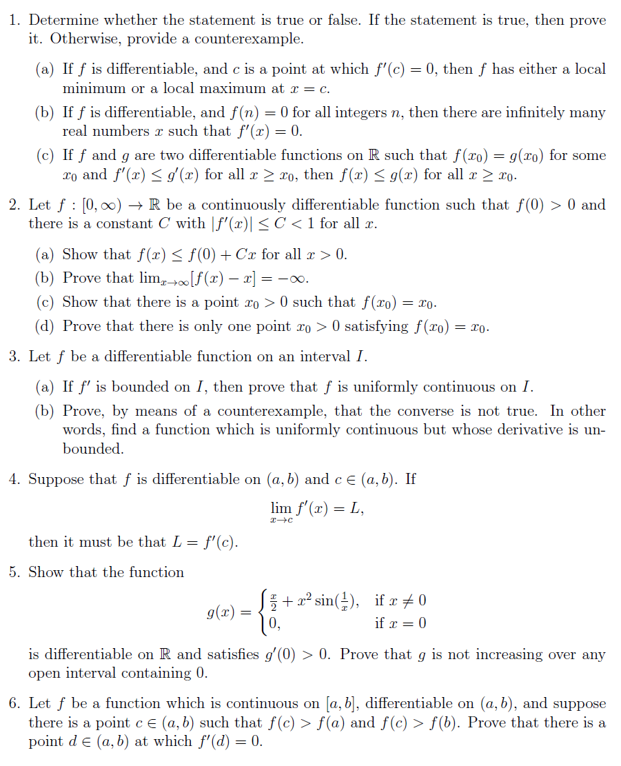 1 Determine Whether The Statement Is True Or False Chegg Com