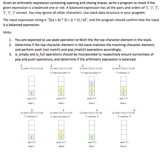 Solved Given an arithmetic expression containing opening and | Chegg.com