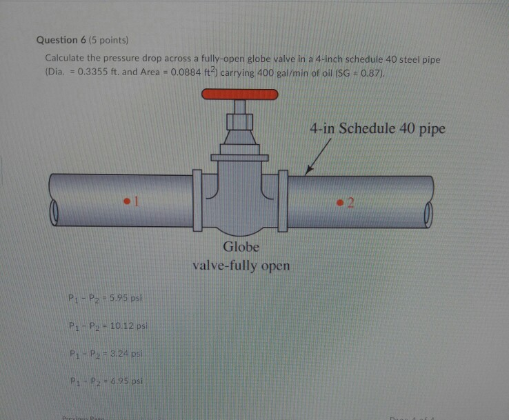 Solved Question 6 (5 points) Calculate the pressure drop