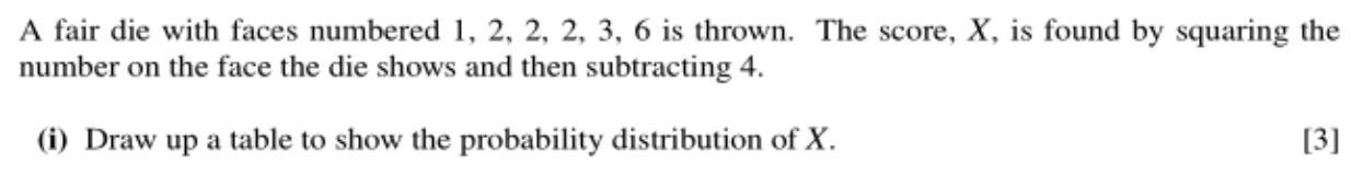 Solved A fair die with faces numbered 1, 2, 2, 2, 3, 6 is | Chegg.com