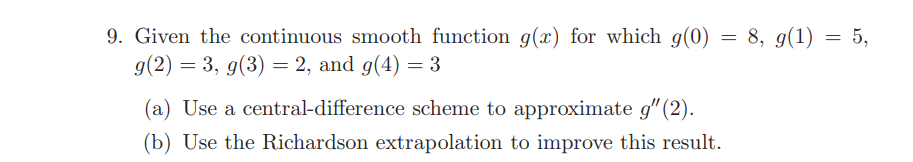 Solved 9. Given the continuous smooth function g(x) for | Chegg.com