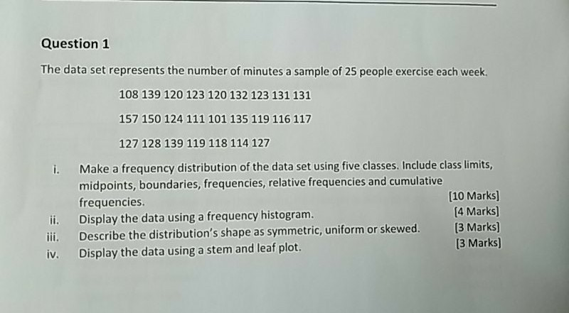 Solved Question 1 The data set represents the number of | Chegg.com