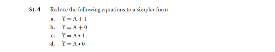 Solved S1.4 Reduce the following equations to a simpler form | Chegg.com