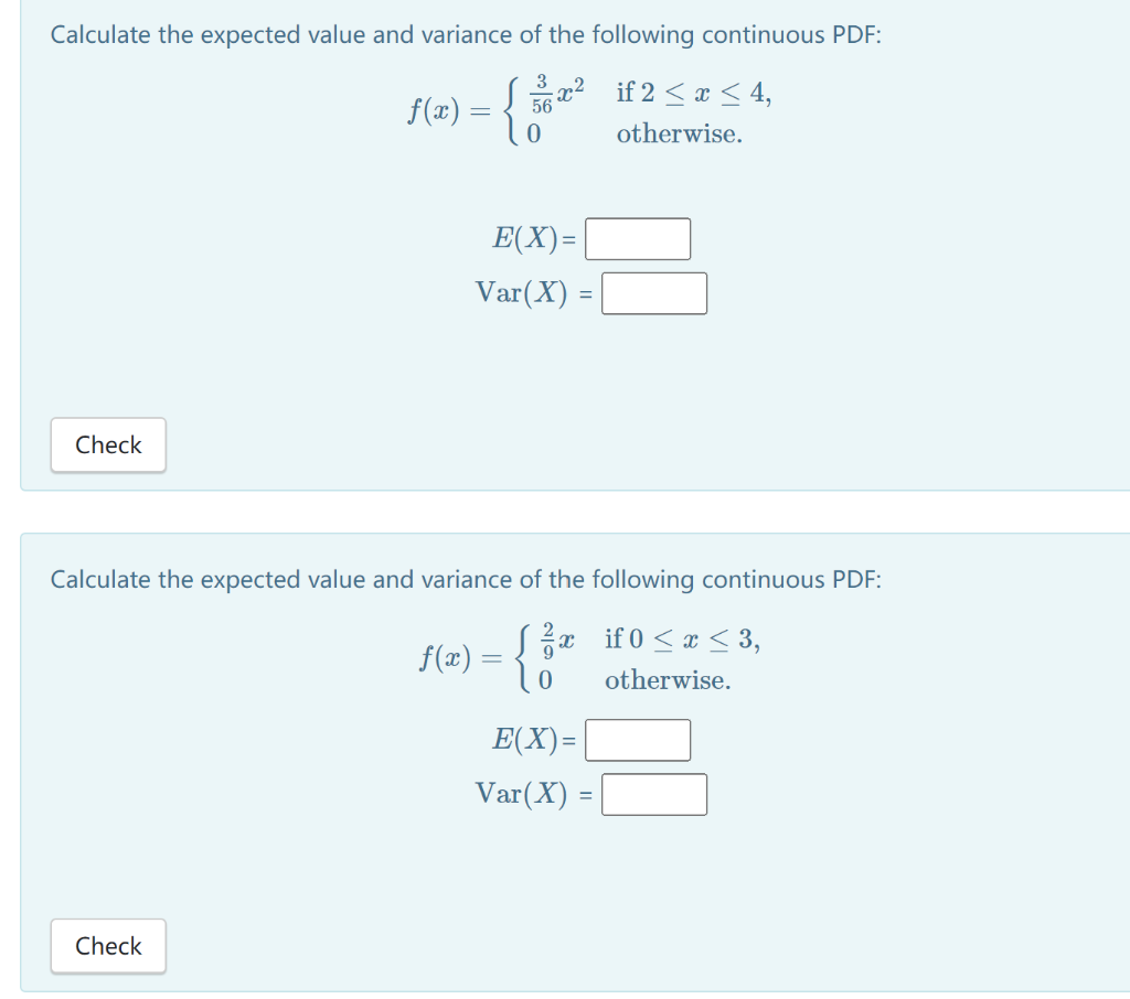 Solved Calculate The Expected Value And Variance Of The | Chegg.com