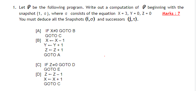 Solved 1. Let P be the following program. Write out a | Chegg.com